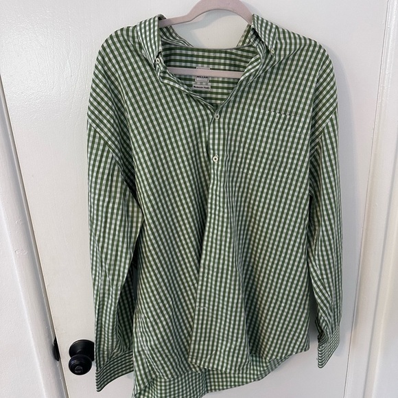 Peter Millar 100% cotton weekender finish green checkered Button up Men’s shirt - Picture 1 of 4